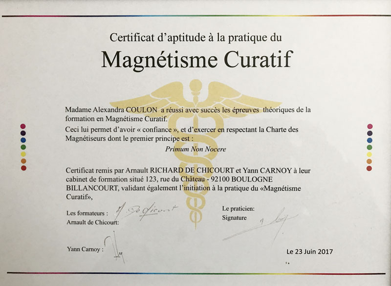 Certificat d'aptitude à la pratique du Magnétisme curatif